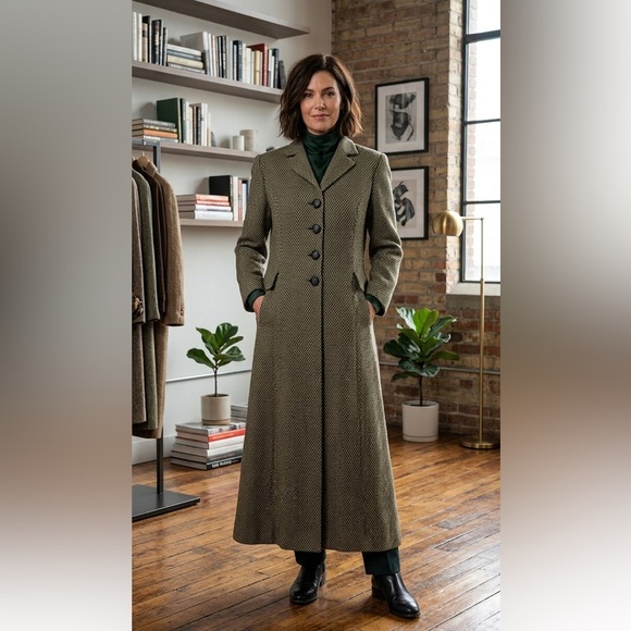 Vintage Pat‎ McDonagh Tweed Wool Women’s Longline Maxi Dress Coat 8 Medium
